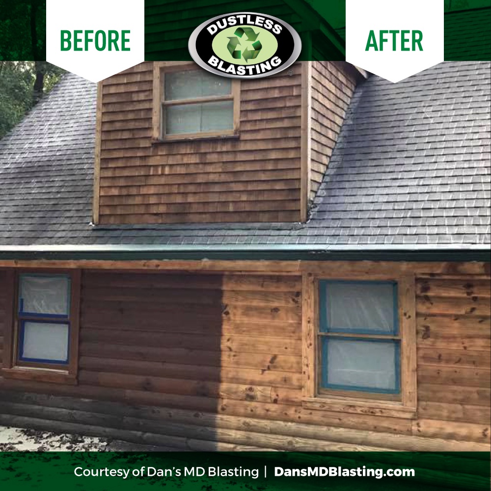 Log Home Looks New After Dustless Blasting!